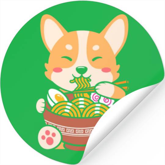 Cute Shiba Inu Noodle Bowl Design Stickers