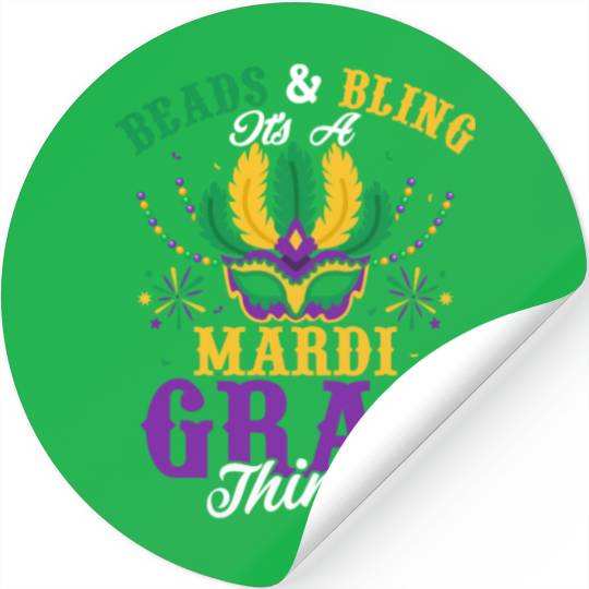 Beads & Bling It's A Mardi Gras Thing Parade Mask Stickers