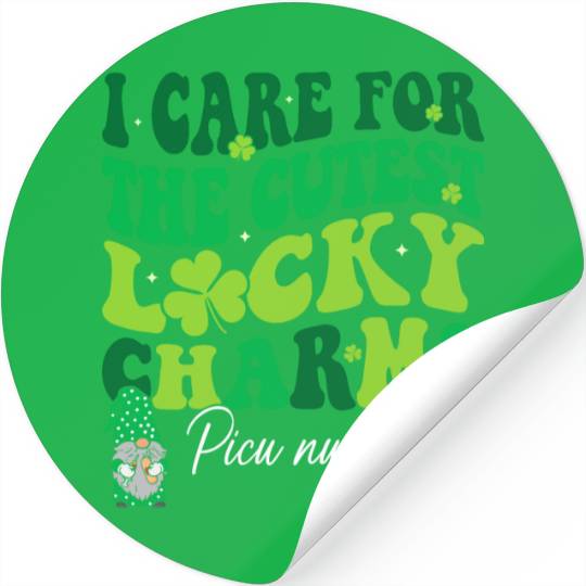 Groovy Retro NICU Nurse St Patrick's Day Stickers