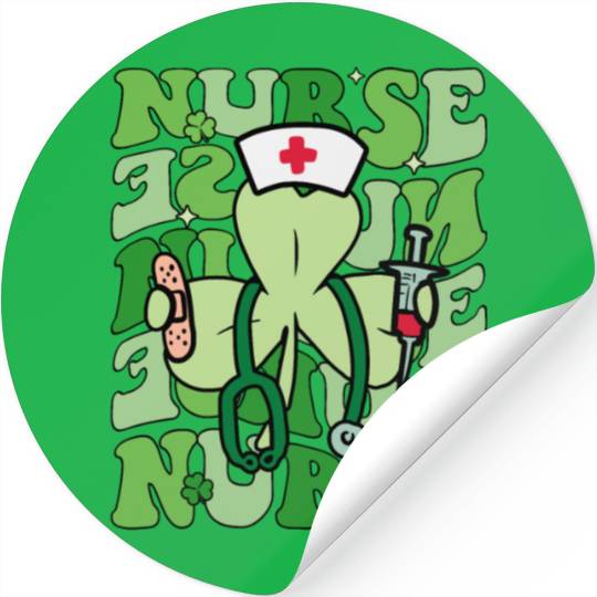 Groovy Nurse Funny Shamrock St Patrick's Stickers