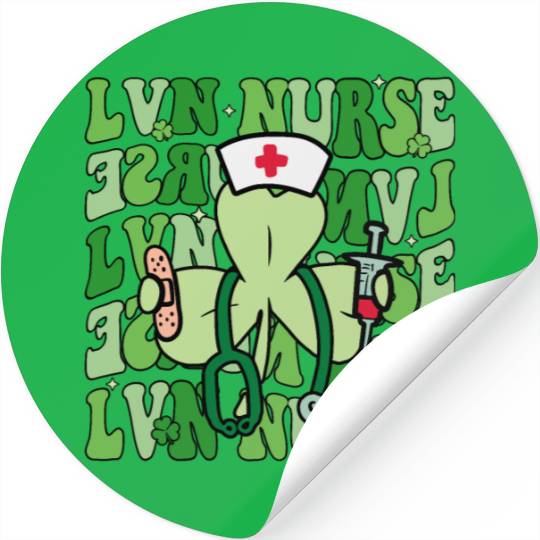 Groovy LVN Nurse Funny Shamrock St Stickers