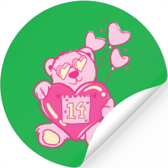 Teddy bear valentine with balloons Stickers