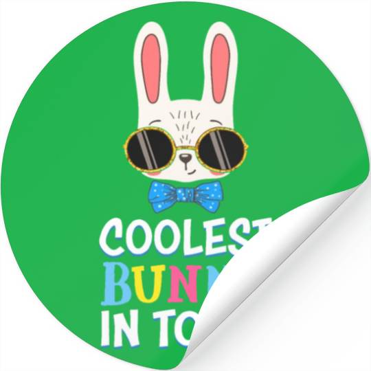 Coolest Bunny In Town Easter Bunny Face Girls Gift Stickers
