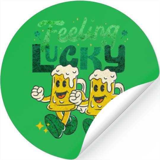 St Patrick's Day Feeling Lucky Retro Vintage Beer Stickers