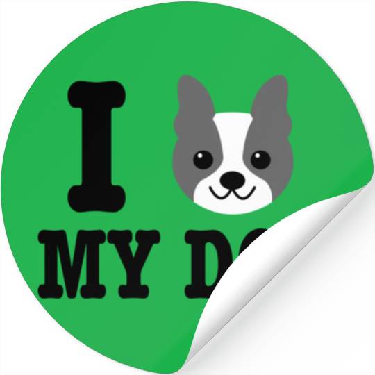 I Love My Boston Terrier Dog Owner Pet Lover Gift Stickers
