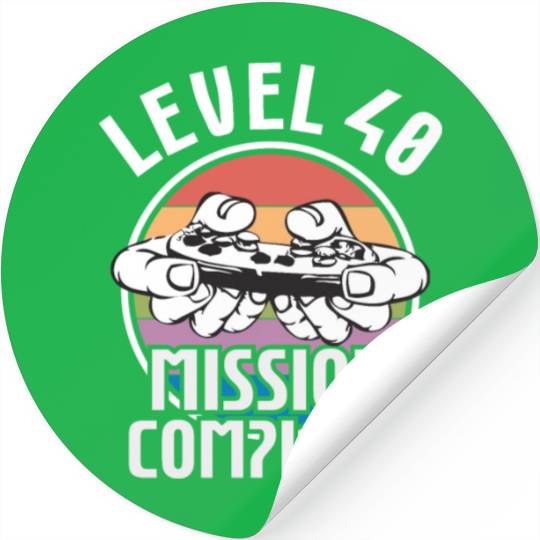 Birthday Level 40 40th Birthday Gamer Gaming Gamer Stickers