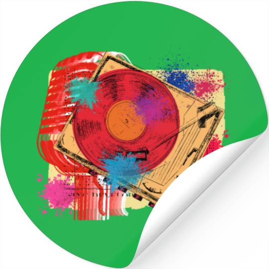 Vintage Vinyl Microphone Turntable DJ 80s 90s Musi Stickers