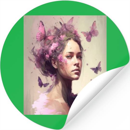 Breast Cancer Survivor Pink Flower Hair Girl Stickers