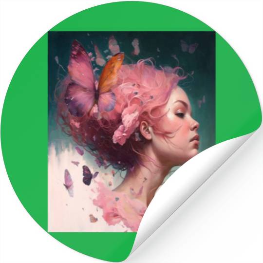 Breast Cancer Survivor Pink Flower Hair Girl Stickers