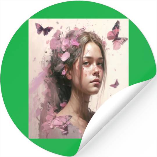 Breast Cancer Survivor Pink Flower Hair Girl Stickers