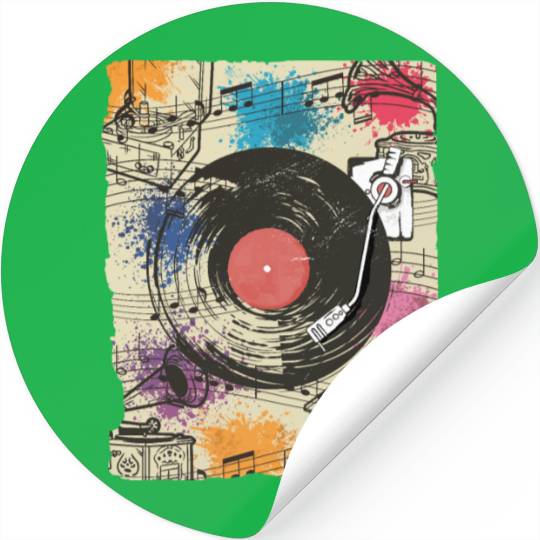 80's Vinyl Turntable Music Player Retro DJ Musicia Stickers