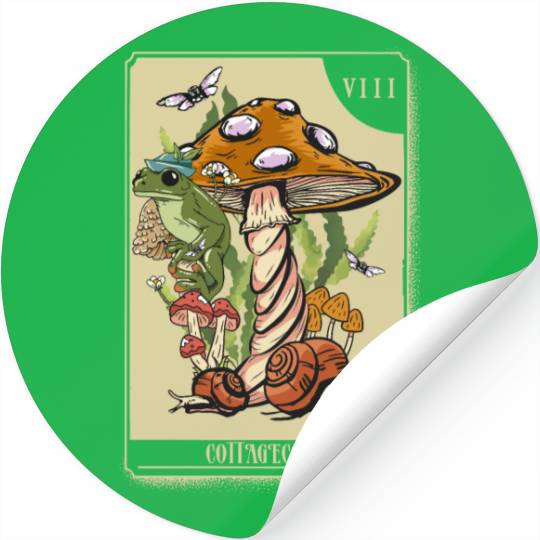 Tarot Card Mushroom Frog Boho Cottagecore Aestheti Stickers
