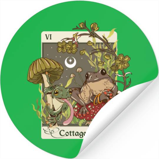 Swamp Mushroom Frog Cottagecore Tarot Card Aesthet Stickers