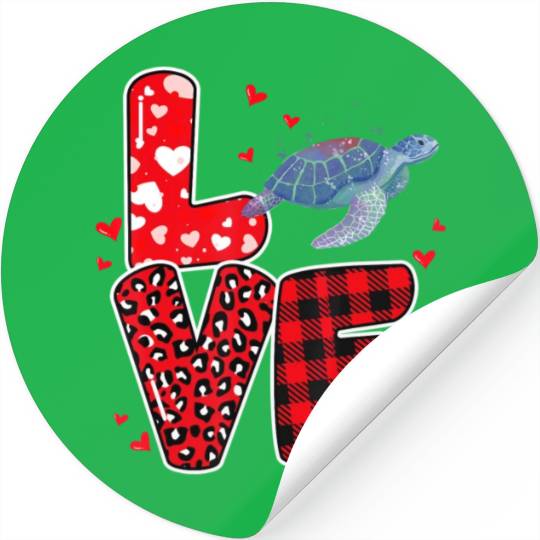Sea Turtle Lover Heart Sea Turtle Valentine Stickers