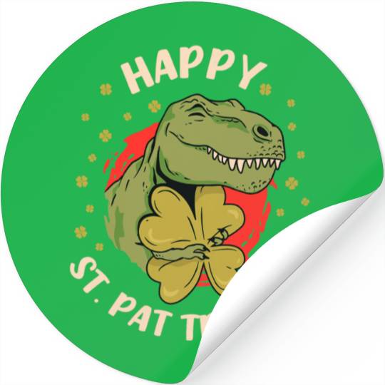 Happy St Pat Trex Day Dino St Patricks Day Stickers