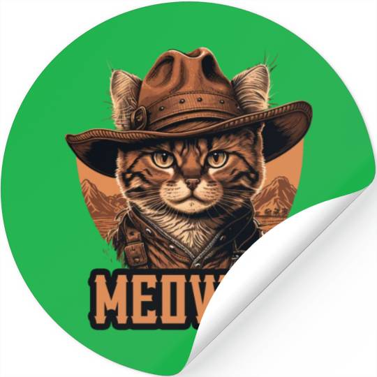 Meowdy - Funny Mashup Between Meow and Howdy - Cat Stickers