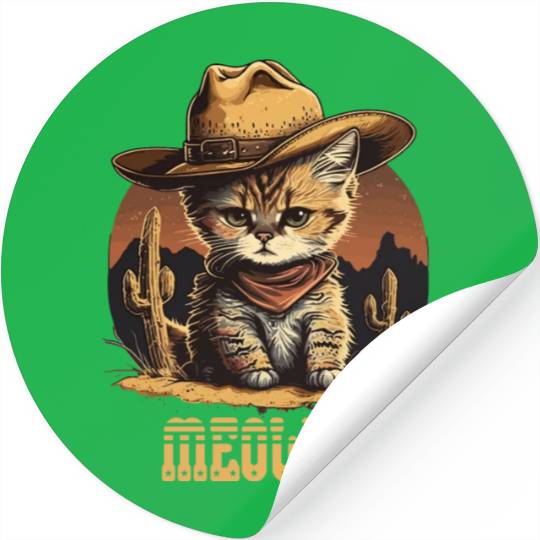 Meowdy - Funny Mashup Between Meow and Howdy - Cat Stickers