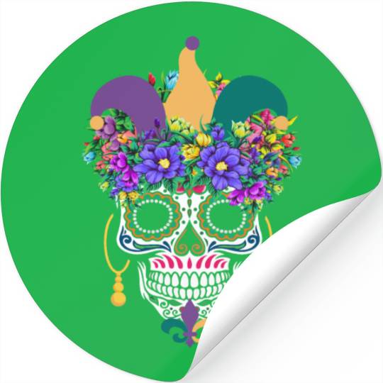 Mardi Gras Costume El Dia De Los Muertos Flower Stickers
