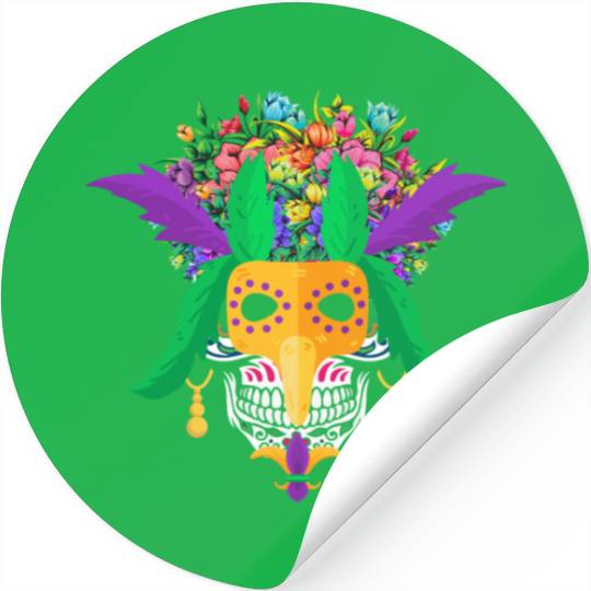 El Dia De Los Muertos Mardi Gras Mask Flower Sugar Stickers