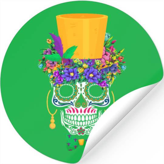 Mardi Gras Costume Flower Sugar El Dia De Los Stickers