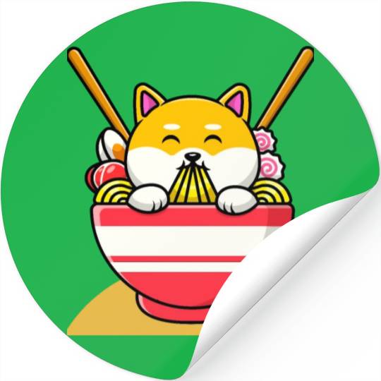 Cat Eating Spaghetti Ramen Cat Sweet Kitty Stickers