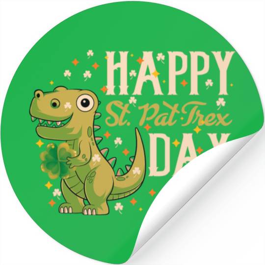 Irish Trex Dino St Patricks Day Kids Toddler Boys Stickers