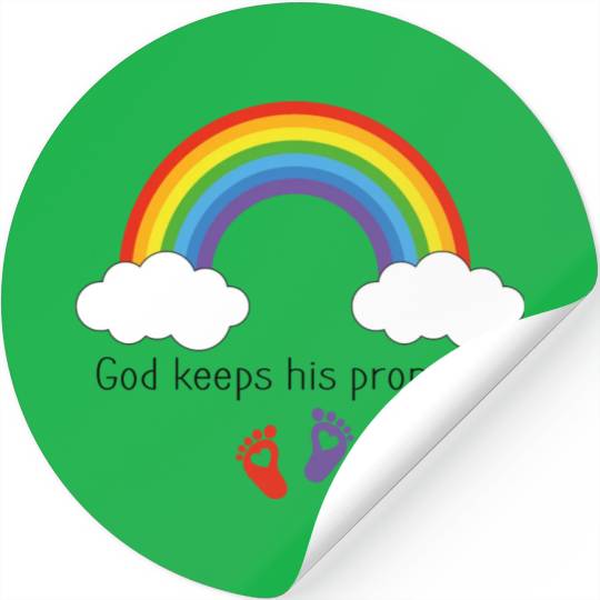 God keeps his promises Rainbow infant gown Stickers
