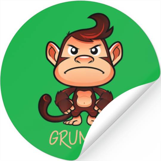 Grumpy Monkey Meme Aesthetic Bad Mood chimpanzee Stickers