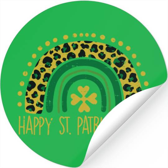 Leopard Rainbow Happy St Patricks Day Saint Paddys Stickers