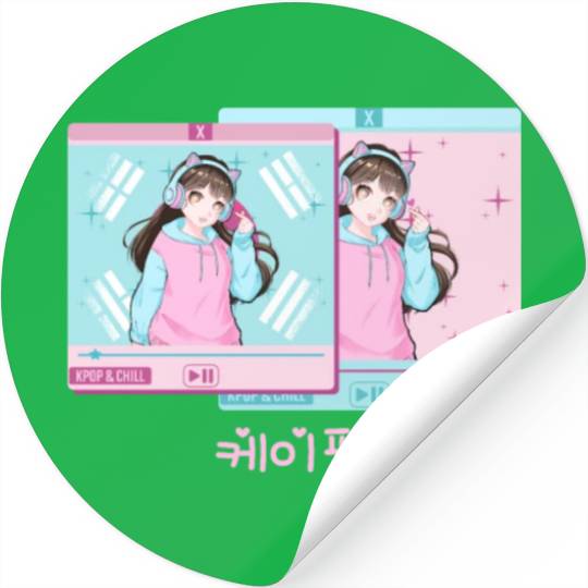 Cute Anime Kpop Girl Vaporwave Aesthetic Stickers