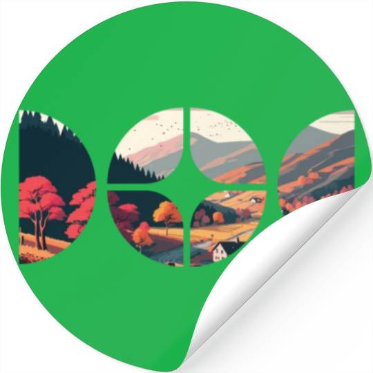 Mountain Circle Geometry Shape Nature Stickers