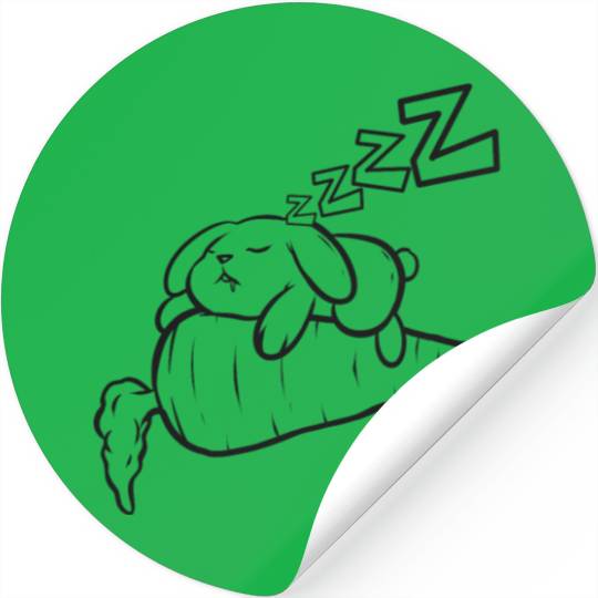 Sleeping Rabbit On Carrot As Color In Easter Stickers