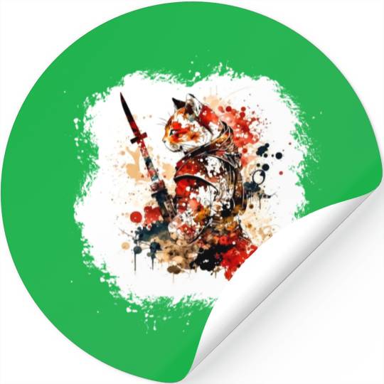 Cute Samurai Cat Stickers