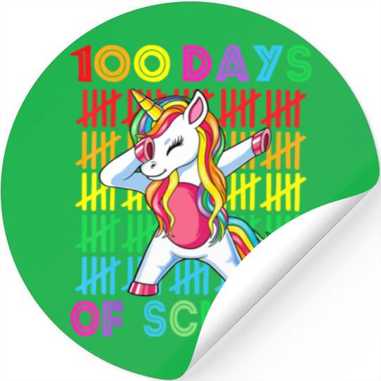 100 Days Of School Unicorn Stickers
