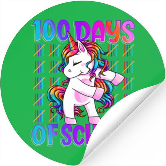 100 Days Of School Unicorn 100 Days Stickers