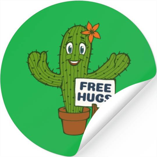 Free Hugs Cactus Stickers
