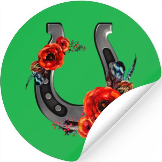 Floral Horseshoe With Poppies Stickers