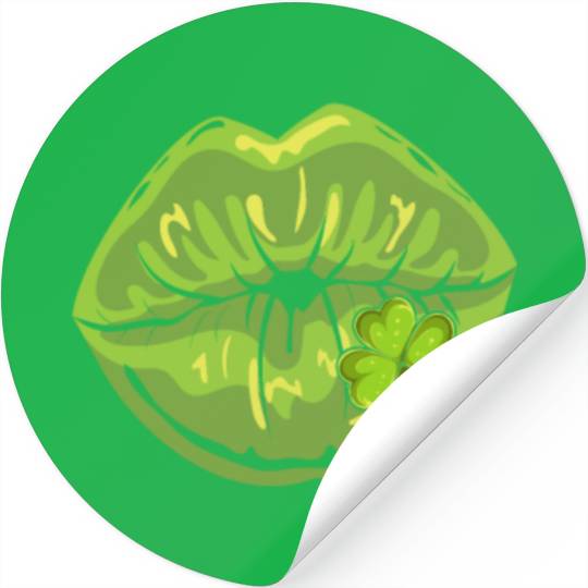 Irish kissing mouth shamrock St. Patrick's Day Stickers