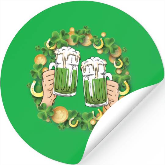 St. Patrick's Day Irish Green Beer, Wine Cups Stickers
