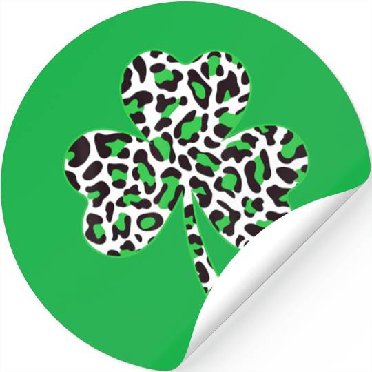 Cute Shamrock Leopard Print St Patricks Day Irish Stickers