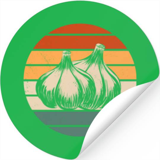 Retro Garlic Design Stickers