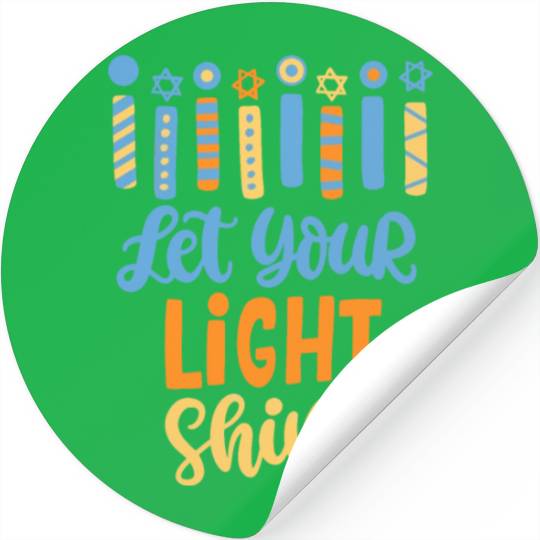 Funny Hanukkah Let Your Light Shine Menorah Adults Stickers