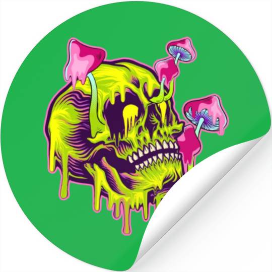 trippy mushrooms, skull mushrooms Stickers