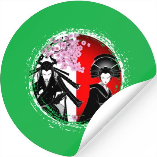 Geisha, traditional digital art, Japan Stickers