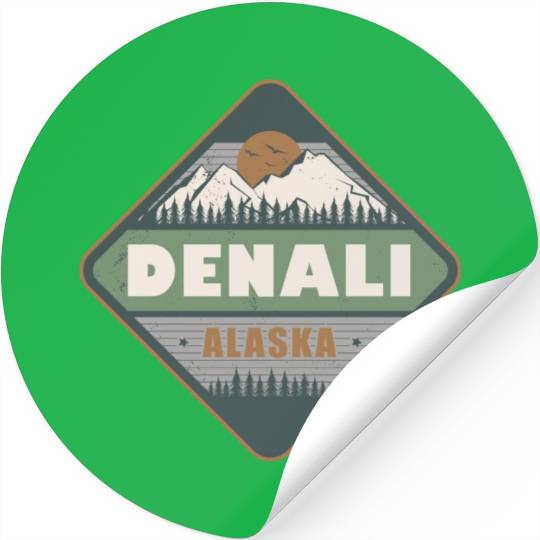 Denali Alaska US Vintage Hiking Design Stickers