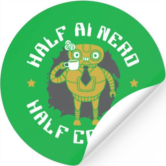 Half AI Nerd Half Coffee Artificial Intelligence Stickers