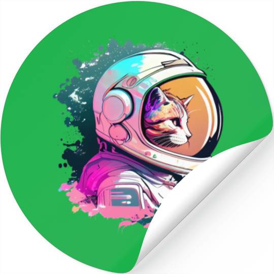 Aesthetic Vaporwave Space Cat 80s 90s Astronaut Stickers