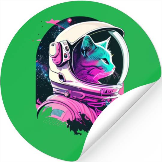 Aesthetic Vaporwave Space Cat 80s 90s Astronaut Stickers