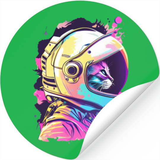 Aesthetic Vaporwave Space Cat 80s 90s Astronaut Stickers