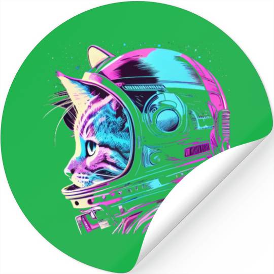 Aesthetic Vaporwave Space Cat 80s 90s Astronaut Stickers